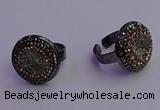 NGR2153 20mm - 22mm coin plated druzy agate gemstone rings