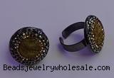 NGR2156 20mm - 22mm coin plated druzy agate gemstone rings