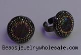 NGR2158 20mm - 22mm coin plated druzy agate gemstone rings