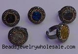 NGR2160 20mm - 22mm coin plated druzy agate gemstone rings