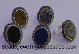 NGR2169 22*28mm - 22*30mm flower plated druzy agate rings