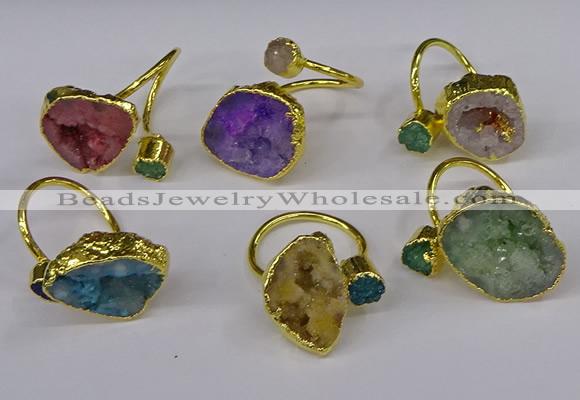 NGR219 8*9mm - 20*25mm freeform druzy agate gemstone rings