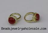 NGR224 12mm flat round agate gemstone rings wholesale