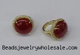 NGR234 20mm flat round agate gemstone rings wholesale