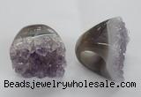 NGR28 35*40mm - 40*45mm freeform druzy amethyst gemstone rings