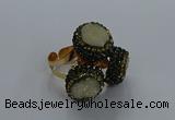 NGR290 14mm - 16mm coin plated druzy agate gemstone rings