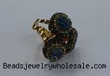 NGR297 14mm - 16mm coin plated druzy agate gemstone rings