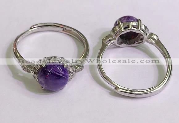 NGR3001 925 sterling silver with 8mm flat  round charoite rings