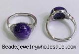 NGR3006 925 sterling silver with 12mm flat  round charoite rings