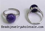 NGR3007 925 sterling silver with 12mm flat  round charoite rings