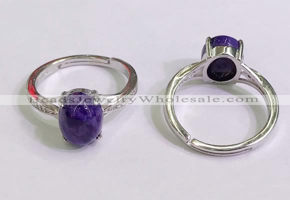 NGR3017 925 sterling silver with 8*10mm oval charoite rings