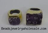 NGR311 25*40mm - 30*35mm freeform druzy amethyst gemstone rings