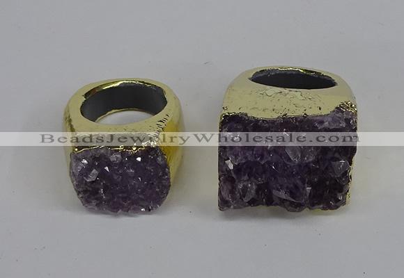 NGR311 25*40mm - 30*35mm freeform druzy amethyst gemstone rings