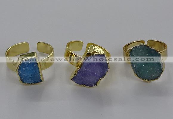 NGR315 10*14mm - 13*18mm freeform druzy agate gemstone rings