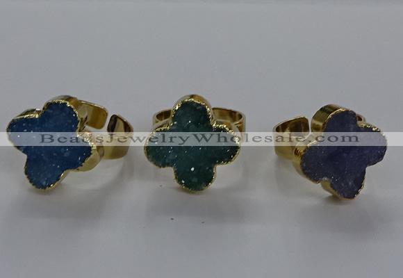 NGR317 18*18mm - 20*20mm flower druzy agate gemstone rings