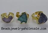 NGR321 14*15mm - 15*18mm heart druzy agate gemstone rings