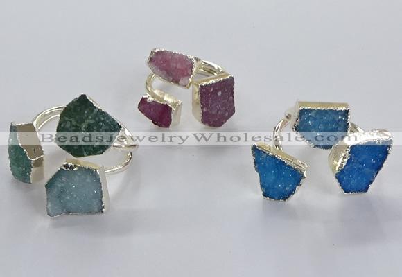 NGR363 10*14mm - 12*16mm freeform druzy agate rings wholesale