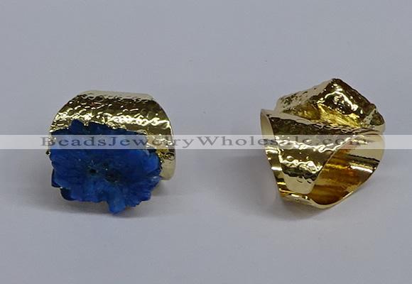 NGR389 18*25mm - 22*28mm freeform druzy agate gemstone rings