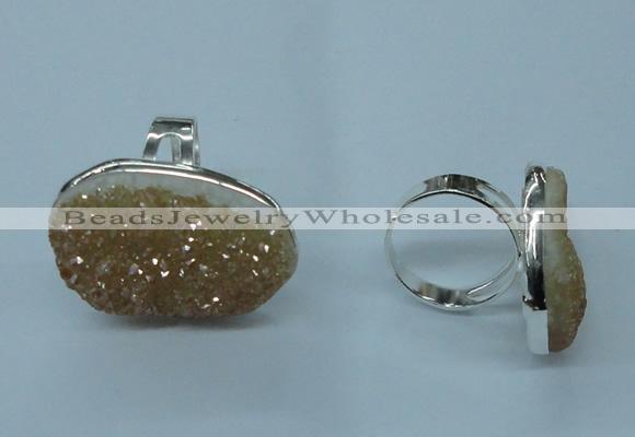 NGR61 25*30mm - 30*40mm freeform plated druzy agate rings