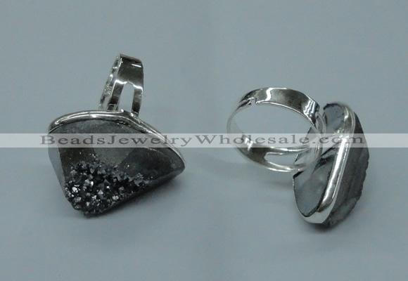 NGR66 15*20mm - 18*25mm freeform plated druzy agate rings