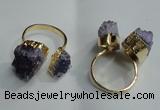 NGR78 13*18mm - 18*25mm nuggets druzy amethyst gemstone rings