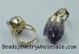 NGR85 12*16mm - 18*20mm freeform druzy amethyst gemstone rings