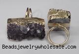 NGR90 22*30mm - 20*40mm freeform druzy amethyst gemstone rings