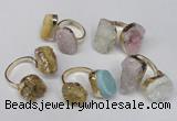 NGR92 15*20mm - 18*25mm freeform plated agate druzy rings