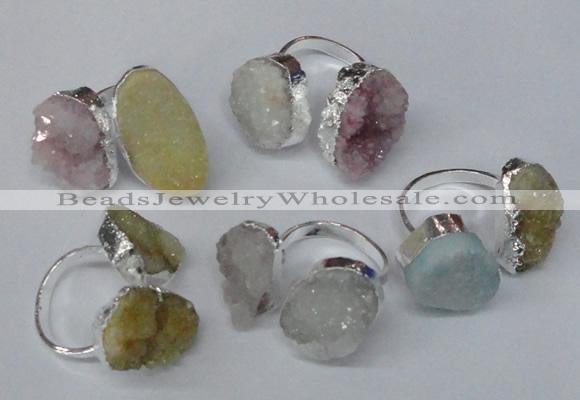 NGR93 15*20mm - 18*25mm freeform plated agate druzy rings