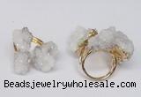 NGR95 15*20mm - 20*25mm nuggets plated druzy quartz rings