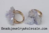 NGR96 15*20mm - 20*25mm nuggets plated druzy quartz rings