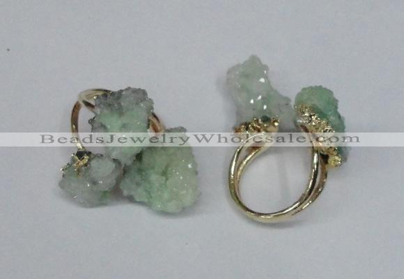 NGR98 15*20mm - 20*25mm nuggets plated druzy quartz rings