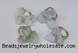 NGR99 15*20mm - 20*25mm nuggets plated druzy quartz rings