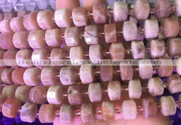 RBBS15 15 inches 8*12mm faceted wheel moonstone gemstone beads