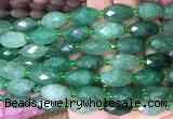 RIBS17 15 inches 10*14mm faceted rice green strawberry quartz gemstone beads