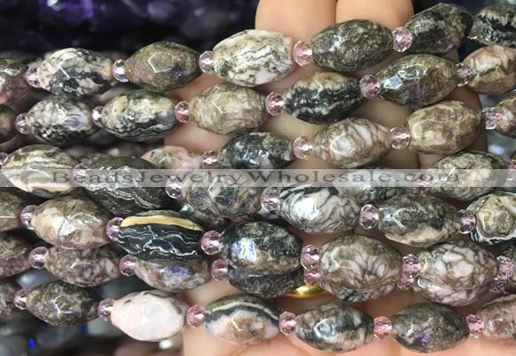 RIBS19 15 inches 10*14mm faceted rice rhodochrosite gemstone beads