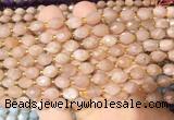 RIBS31 15 inches 6*8mm faceted rice pink moonstone gemstone beads