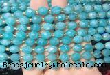 RIBS35 15 inches 6*8mm faceted rice amazonite gemstone beads