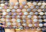 RIBS52 15 inches 6*8mm faceted rice pink tourmaline beads wholesale RIBS52 15 inches 6*8mm faceted rice pink tourmaline beads wholesale