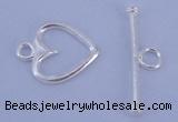 SSC28 5pcs 11*14mm heart 925 sterling silver toggle clasps