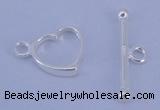 SSC30 5pcs 10*13.5mm heart 925 sterling silver toggle clasps