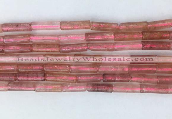 TBBS34 15 inches 4*13mm tube strawberry quartz gemstone beads