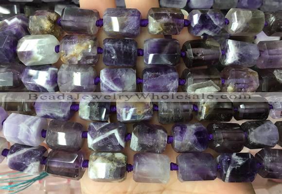 TBBS45 15 inches 12*16mm faceted tube dogtooth amethyst beads wholesale