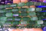 TBBS78 15 inches 8*12mm faceted tube green strawberry quartz gemstone beads