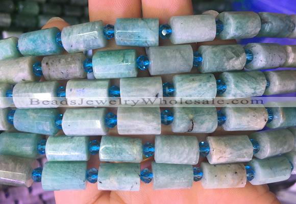 TBBS82 15 inches 8*12mm faceted tube amazonite gemstone beads