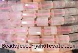 TBBS85 15 inches 10*14mm faceted tube rose quartz gemstone beads