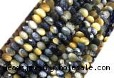 TEBS09 15 inches 6*10mm faceted rondelle golden & blue tiger eye beads