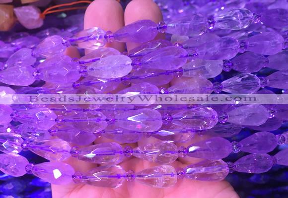 TRBS01 15 inches 8*16mm faceted teardrop amethyst gemstone beads