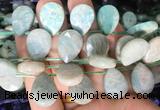 TRBS104 Top drilled 13*18mm faceted flat teardrop amazonite beads wholesale TRBS104 Top drilled 13*18mm faceted flat teardrop amazonite beads wholesale