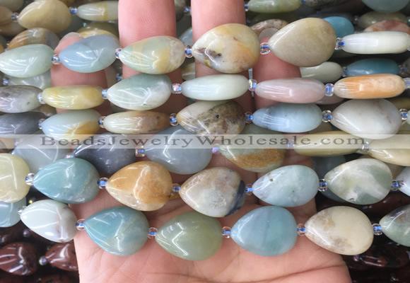 TRBS27 15 inches 13*18mm flat teardrop colorful amazonite gemstone beads